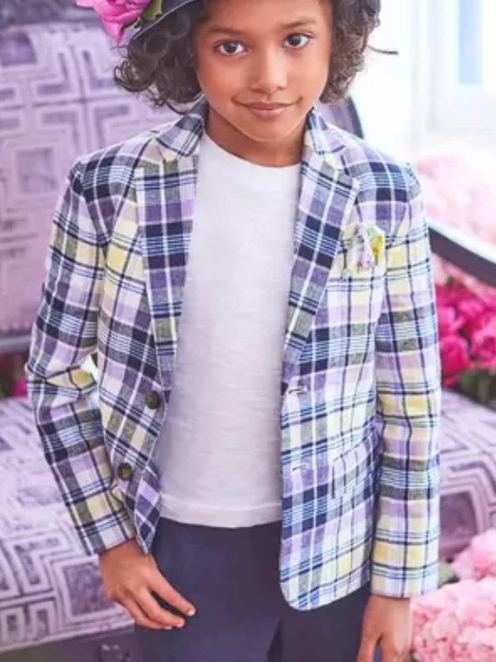 Janie and Jack Plaid Linen Blazer
